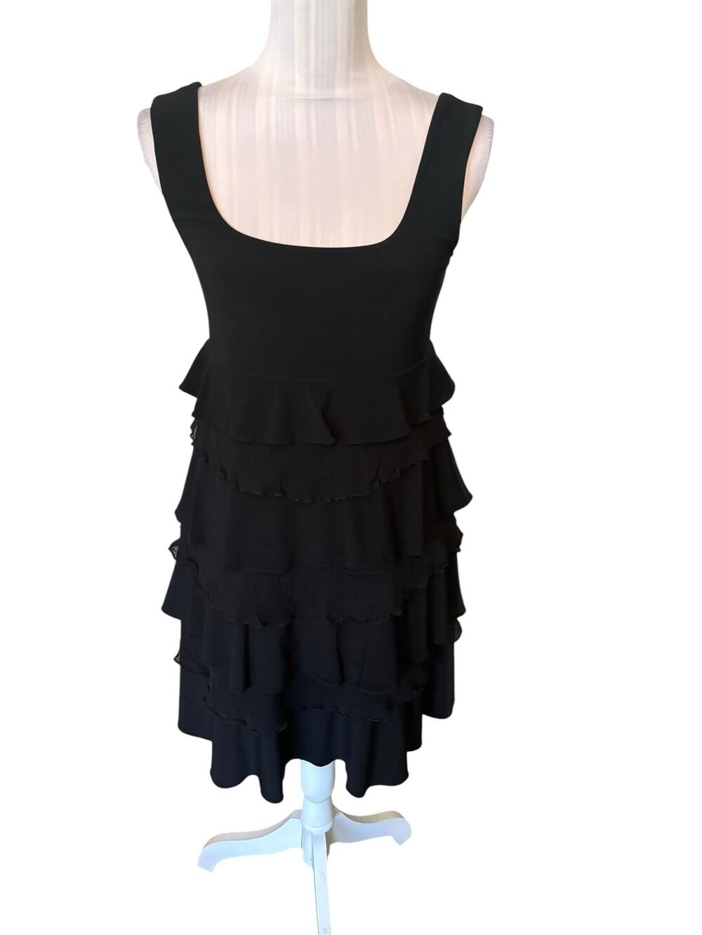 Nine West Dress Black Tiered Dress Size 6 Ruffles